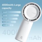 JISULIFE Handheld Portable Turbo Fan [16H Max Cooling Time], 4000mAh USB Rechargeable Personal Battery Operated Mini Small Pocket Fan with 5 Speeds for Travel/Outdoor/Home/Office - Image 2