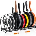 Toplife Expandable Pans Organizer Rack, 10 Adjustable Compartments, Cookware Holder for Pantry or Cabinet, Black - Image 5