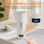 Mini Travel Electric Kettle 450ML, 4 Temperature Settings, Double Wall 316 Stainless Steel, Portable Hot Water Boiler for Hotel/Office, with Storage Bag and Cleaning Brush (White 1) - Image 8