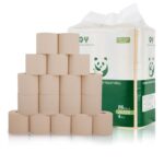 4-Ply Toilet Tissues, Unbleached Bamboo Toilet Paper, 18 Double Length Toilet Rolls, 200 Sheets, Soft, Septic-Safe, Unscented, Fit for Home, Office and School
